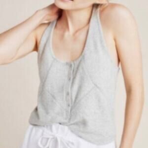 Anthropologie Saturday Sunday Grey Lucie Ribbed Knit Racerback Tank Small